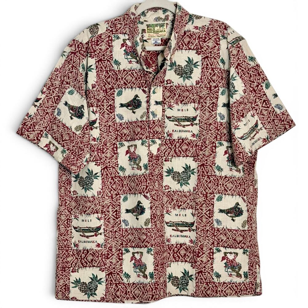 Reyn Spooner Mele Kalikimaka Pullover Aloha Shirt XL Vintage 97 Christmas Hawaii